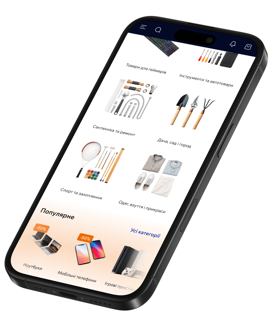 iPhone with product listings